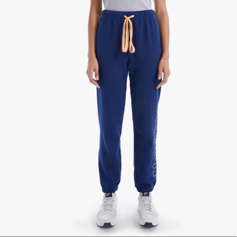 MOTHER Blue Jogger Pants with Peach Drawstring